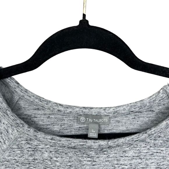 T By Talbots‎ Sweatshirt Stretch Round Neck Stripe Trim Heather Grey Women Sz Sp - Picture 3 of 5
